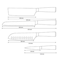 Shinrai Knives - Ensemble de 4 couteaux en résine époxy et saphir imprimé Damas - Santoku + couteau à pain + couteau Nakiri + couteau d'office