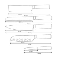 Shinrai Knives - Damascus Print 5-Piece Knife Set - Chef's Knife + Bread Knife + Nakiri + Santoku + Paring Knife