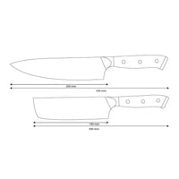 Shinrai Knives - Eclipse 2-Piece Damascus Knife Set - Chef's Knife + Nakiri