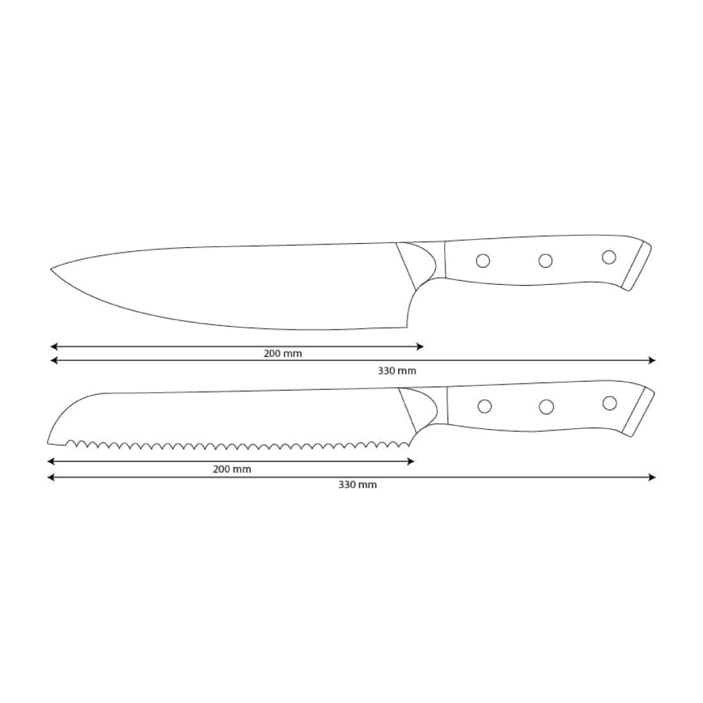Shinrai Knives - Eclipse 2-Piece Damascus Knife Set - Chef's Knife + Bread Knife