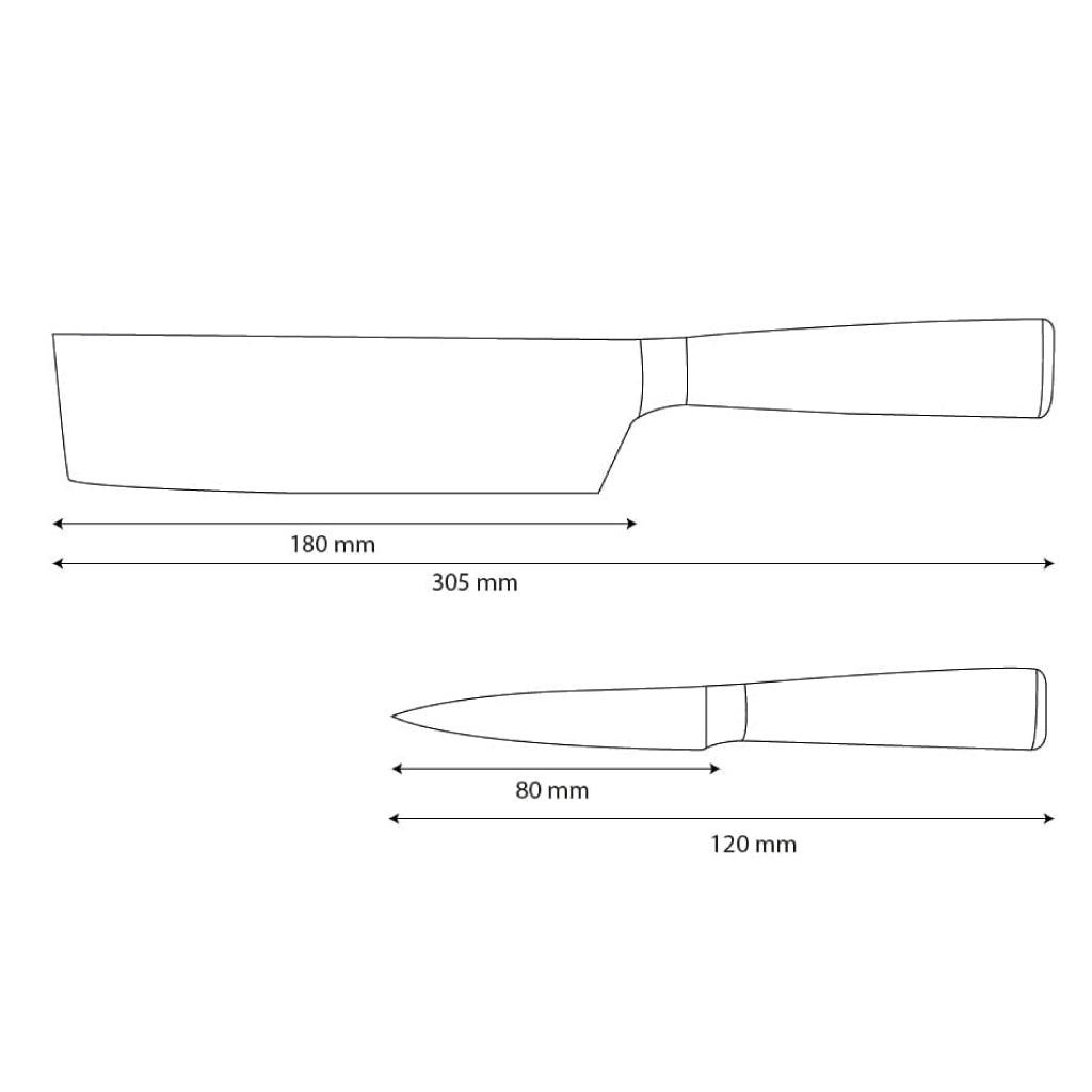 Shinrai Knives - Damascus Print Epoxy Onyx 2-piece Knife Set - Nakiri + Paring Knife
