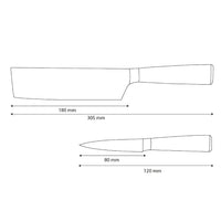 Shinrai Knives - Damascus Print Epoxy Onyx 2-piece Knife Set - Nakiri + Paring Knife