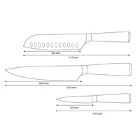 Shinrai Knives - Ensemble de 3 couteaux en résine époxy et onyx imprimé Damas - Couteau de chef, Santoku et couteau d'office