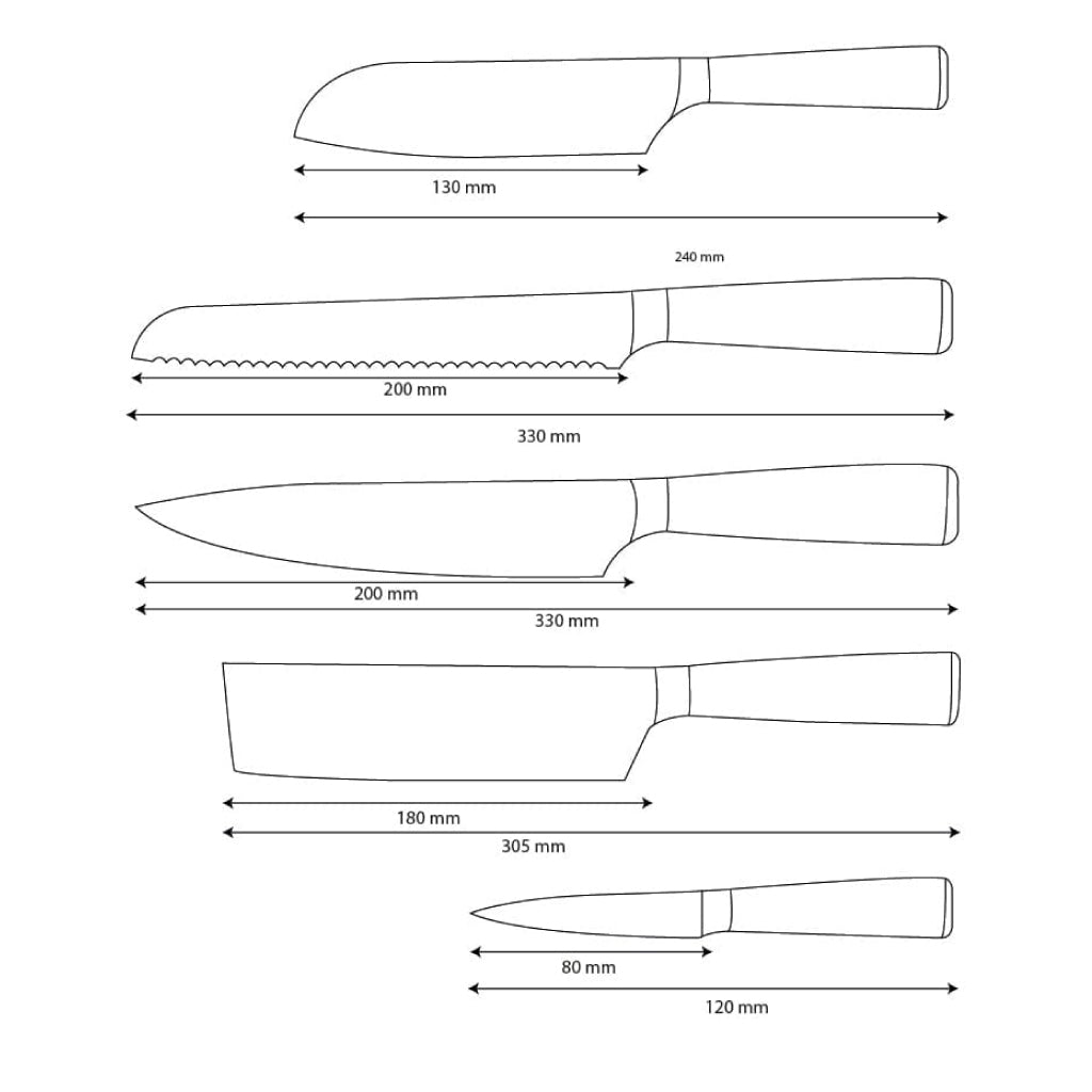 Shinrai Knives - Ensemble de 5 couteaux en époxy et onyx imprimé Damas - Couteau de chef, couteau à pain, couteau Nakiri, petit Santoku et couteau d'office