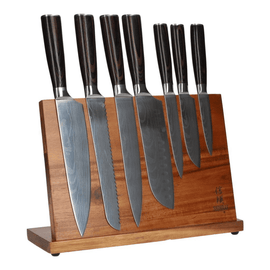 Damascus Print 7-piece Knife Set + Magnetic Knife Block Single Sided Damascus Print 7-delige Messenset + Magnetisch Messenblok Enkelzijdig Messenset met blok Shinrai Knives