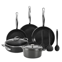 GreenPan - Barcelona Pro Batterie de cuisine 9 pièces Tout ce dont vous avez besoin 20/24/28/22 cm - 2 poêles + cocotte avec couvercle + wok + casserole + ensemble de 3 spatules