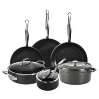GreenPan - Barcelona Pro XXL 8-delige Pannenset 18/20/28/30/28/28 cm - steelpan met deksel + 2 koekenpannen + stoofpan met deksel + wokpan + braadpan Pannenset GreenPan