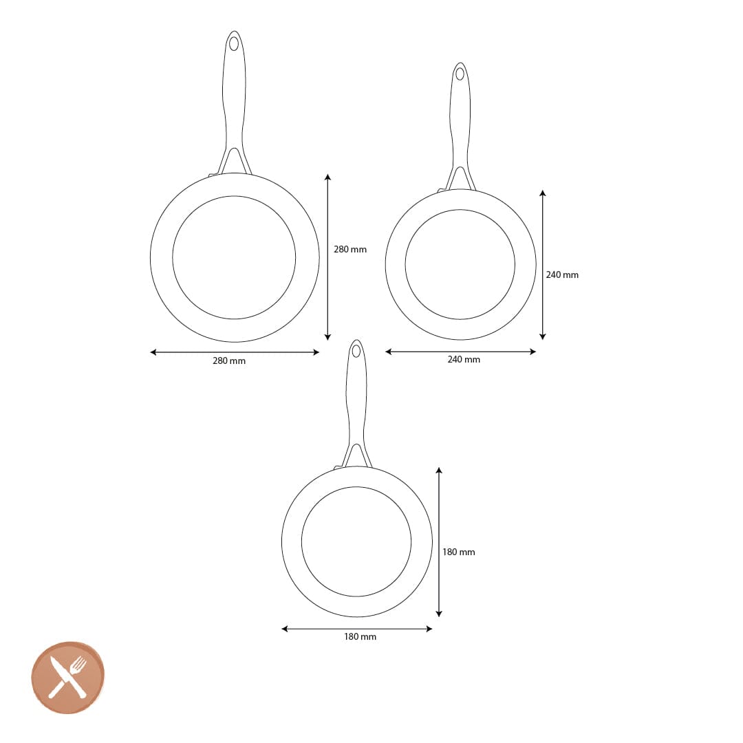 Batterie de cuisine GreenPan - Geneva 3 pièces 18/24/28 cm - 2 poêles + wok
