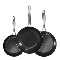 Batterie de cuisine GreenPan - Geneva 3 pièces 18/24/28 cm - 2 poêles + wok
