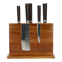 Hammered Damast BR 5-Delige Messenset + Magnetisch Messenblok Messenset met blok Shinrai Japan