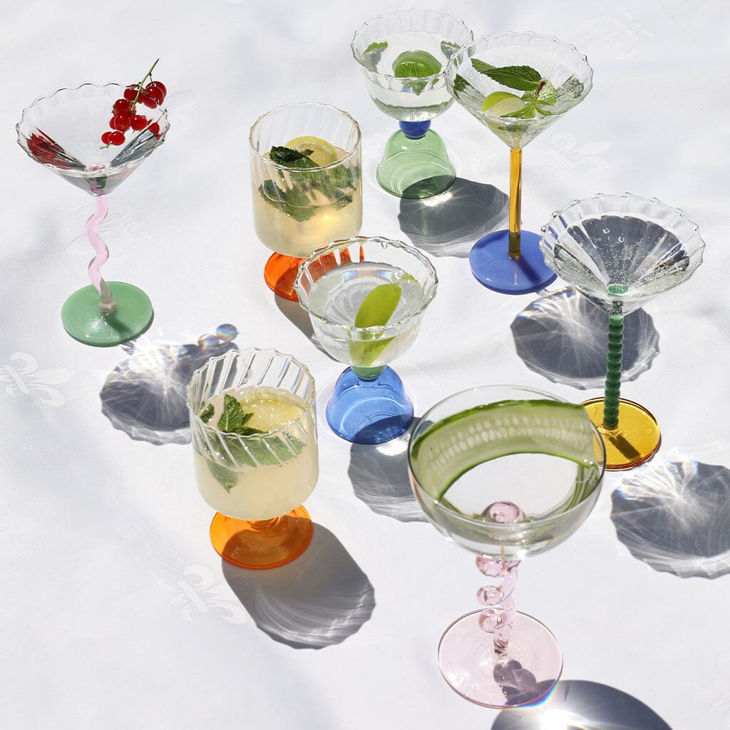 &Klevering - Coupe spiraal groen set van 2 Cocktail glazen &Klevering
