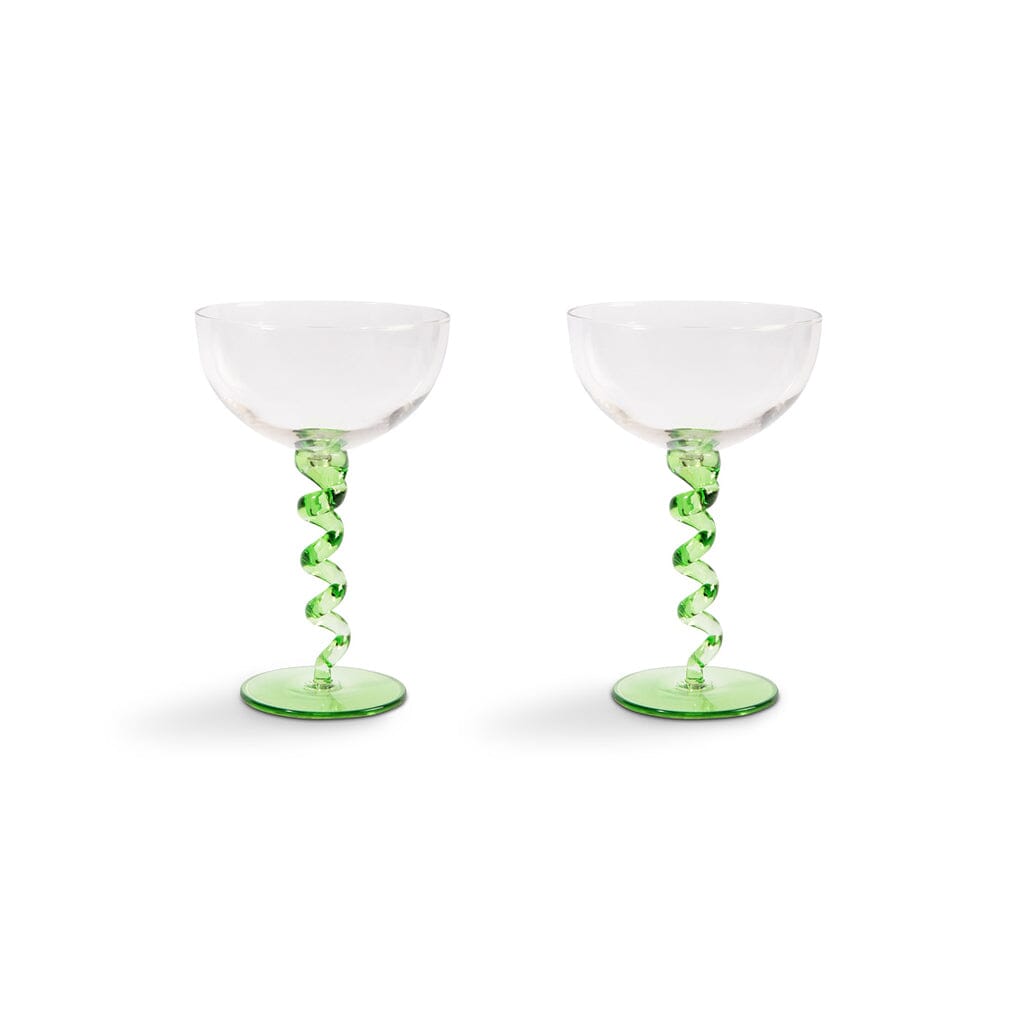&Klevering - Coupe spiraal groen set van 2 Cocktail glazen &Klevering