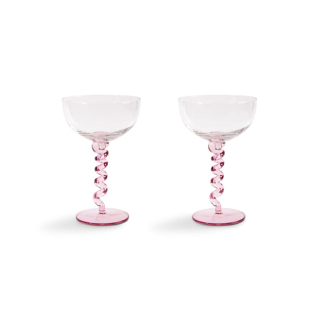 &Klevering - Coupe spiraal roze set van 2 Cocktail glazen &Klevering