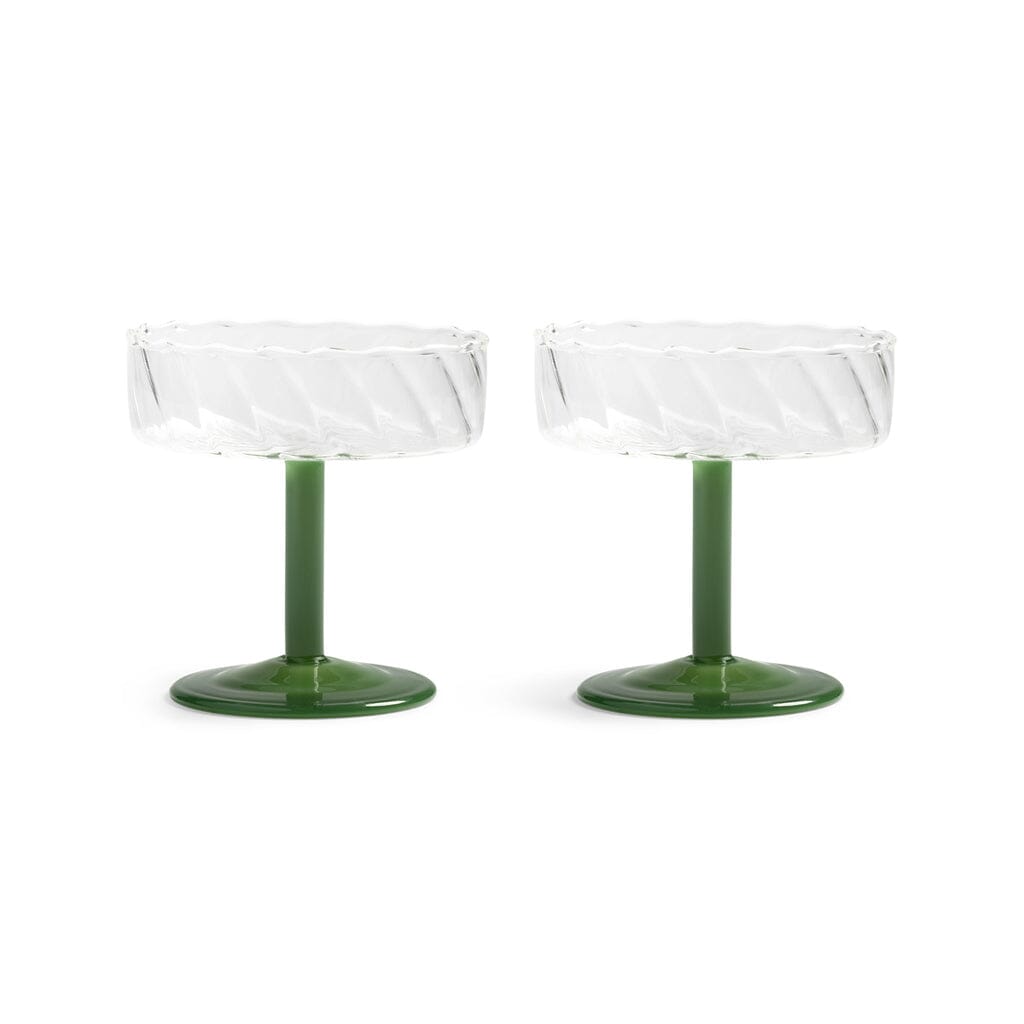 &Klevering - Coupe twirl donkergroen set van 2 Cocktail glazen &Klevering