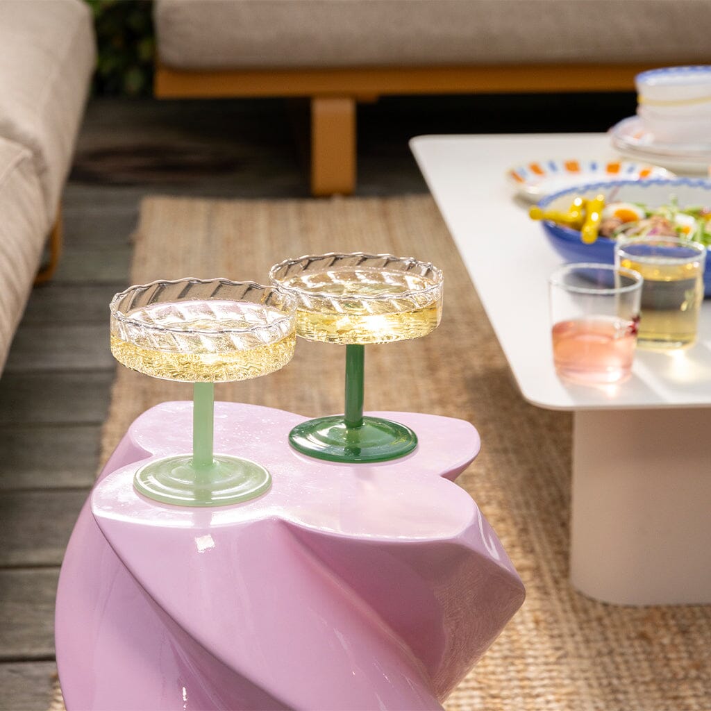 &Klevering - Coupe twirl donkergroen set van 2 Cocktail glazen &Klevering