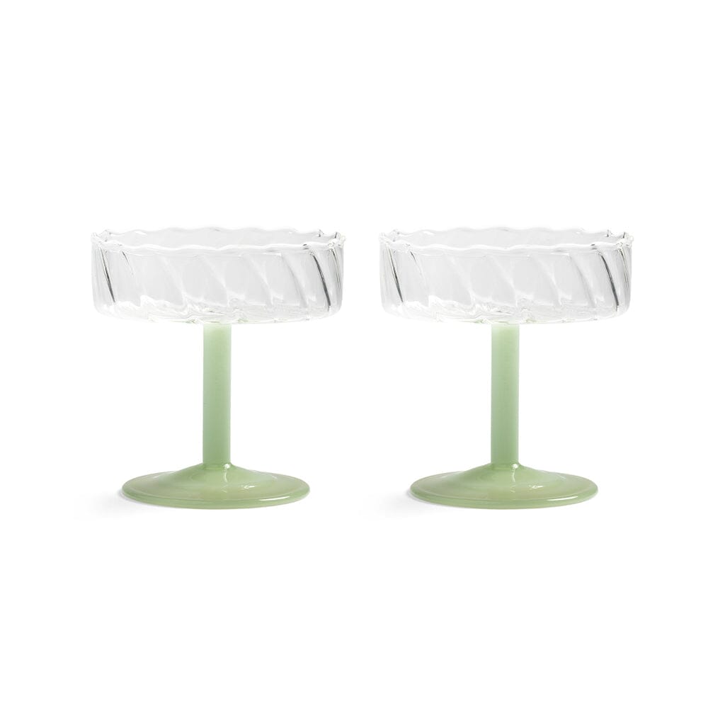 &Klevering - Coupe twirl groen set van 2 Cocktail glazen &Klevering