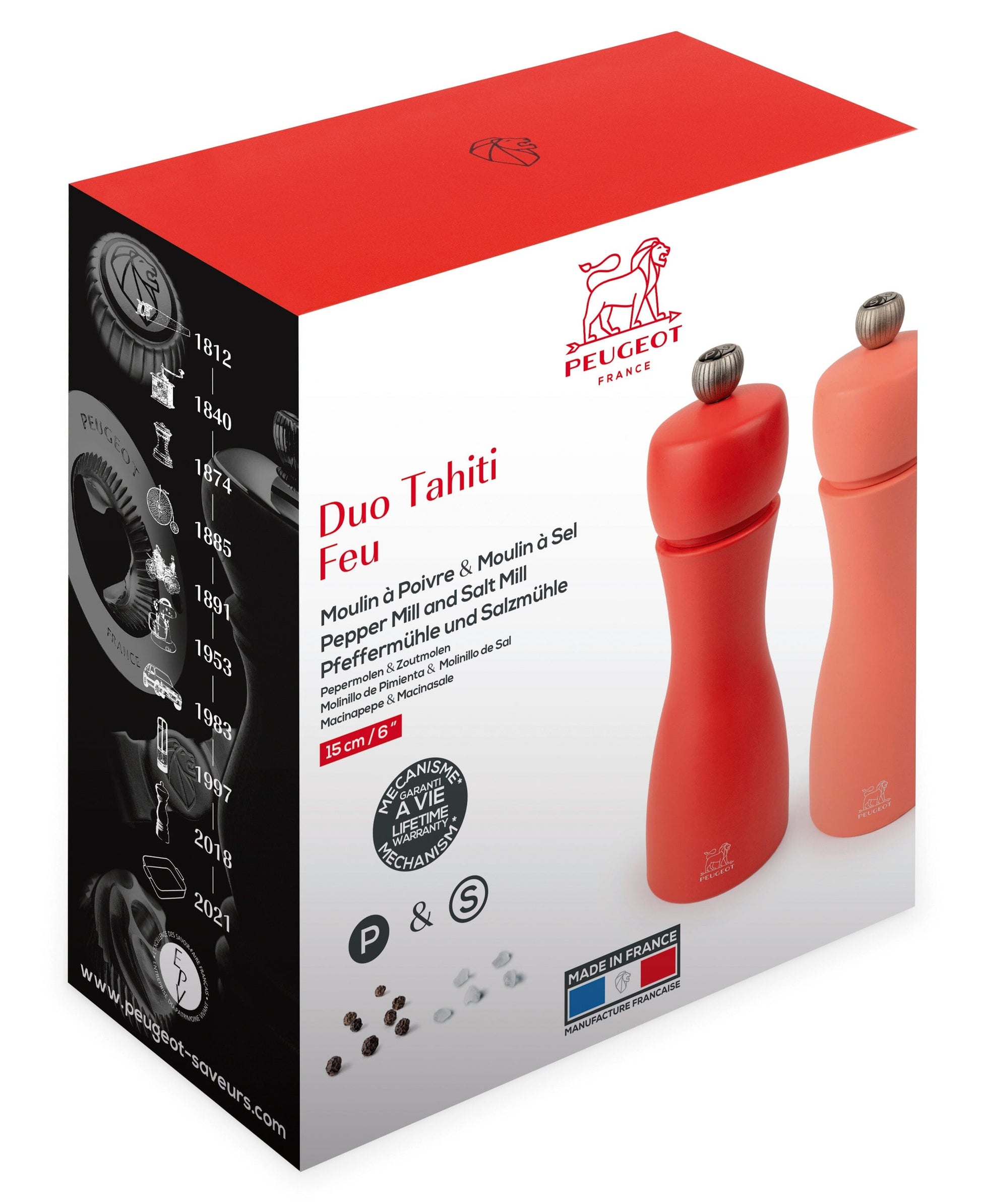 Peugeot - Duo Tahiti Peper-en Zoutmolenset Vuur 15 cm Peugeot
