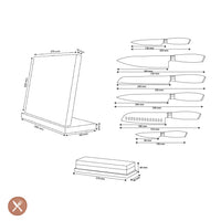 Shinrai Knives - Damast Pakka Wood 6-delige Messenset + Messenblok + Slijpsteen Messenset met blok en slijpsteen Shinrai Knives