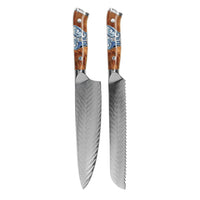 Couteaux Shinrai - Coffret de 2 couteaux damas Eclipse - Couteau de chef + couteau à pain