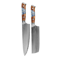 Shinrai Knives - Eclipse 2-delige Damascus Messenset - Koksmes + Nakiri Messenset Shinrai Knives