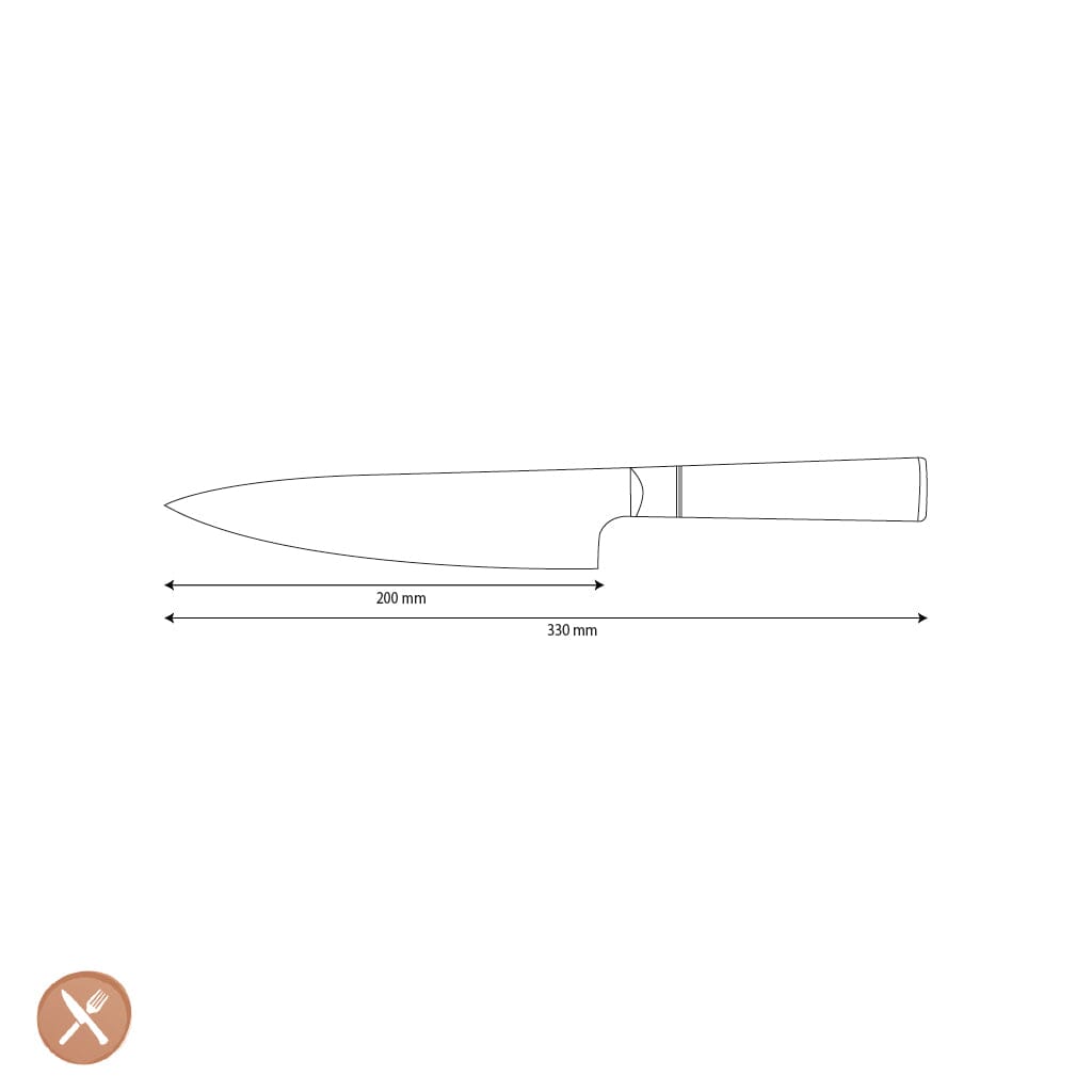 Couteau de chef Shinrai Knives - Acier damassé en onyx époxy, 20 cm