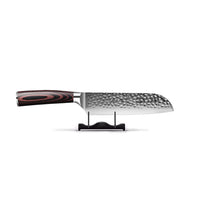 Couteaux Shinrai - Coffret de 5 couteaux en acier inoxydable martelé - Couteau de chef + Couteau à pain + Nakiri + Santoku + Couteau d'office
