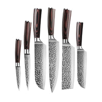 Couteaux Shinrai - Coffret de 6 couteaux en acier inoxydable martelé + bloc à couteaux - Couteaux Shinrai