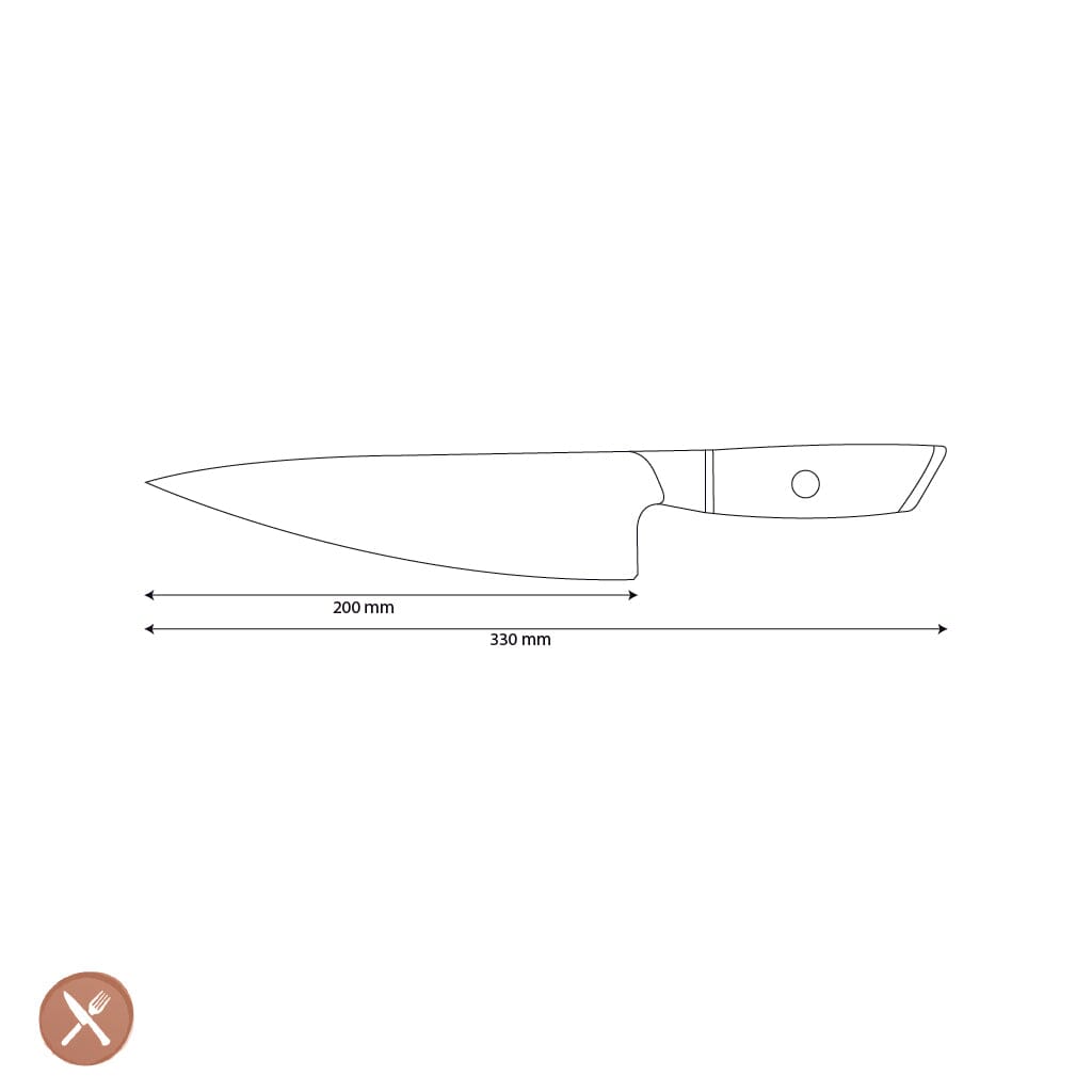 Shinrai Knives - Hikari Damascus Koksmes 20 cm Koksmes Shinrai Knives