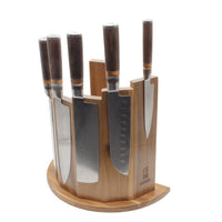 Couteaux Shinrai - Bloc magnétique à couteaux Scalae - Bloc magnétique à couteaux en bois d'acacia Couteaux Shinrai