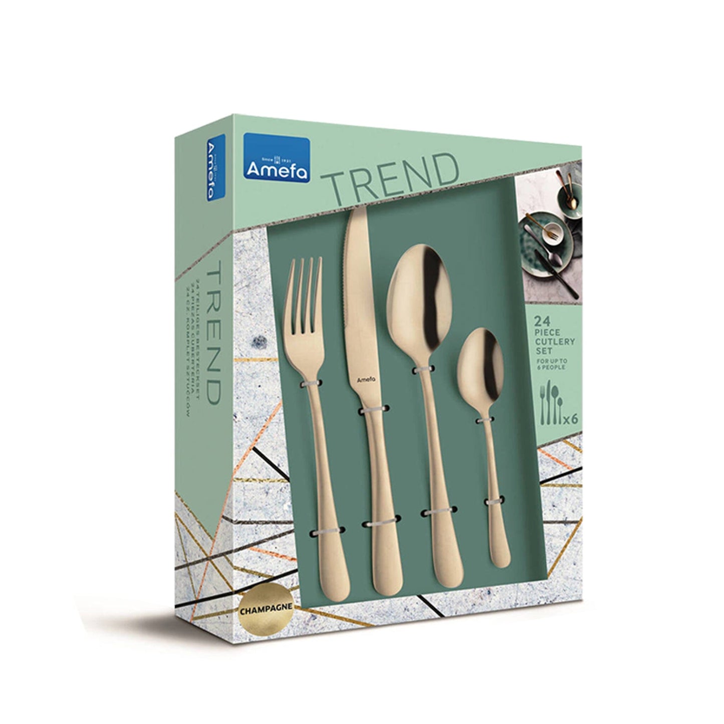 Amefa - Austin 24-delige Bestekset 6 Personen - Mat Champagne Bestekset Amefa