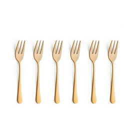 Amefa - Austin 6 Pastry Forks - Matte Gold Amefa - Austin 6 Gebaksvorkjes - Mat Goud Gebaksvorkjes Amefa