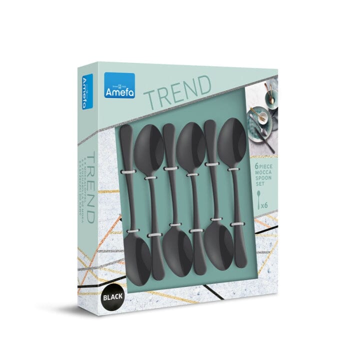 Amefa - Black Matt PVD 6 Mocca Spoons in trend box - black Amefa