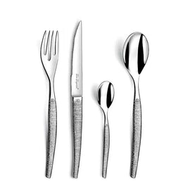 Lou Laguiole - Jet Textiel - 24-piece cutlery set with steak size Amefa - Jet Textiel - 24-delige bestekset met steakmaat Amefa