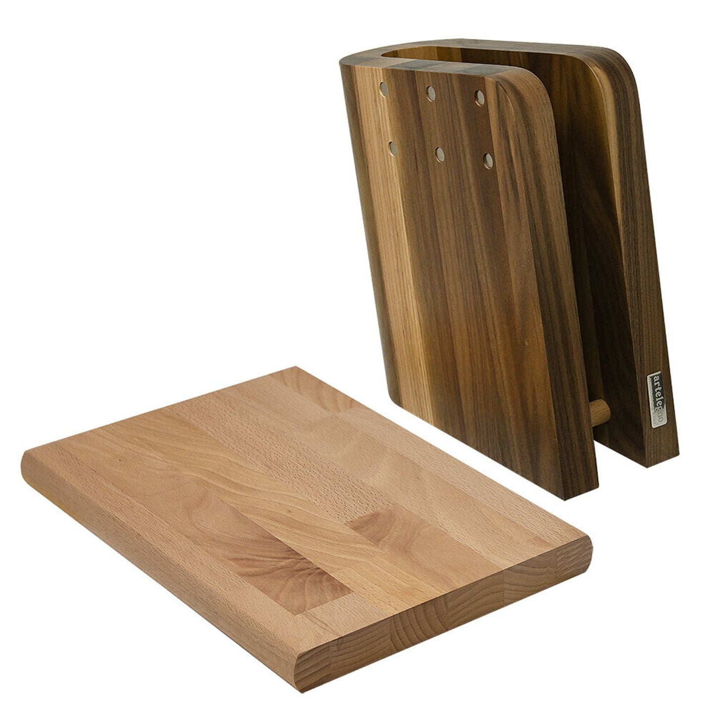 Artelegno - Ceppo Magnetisch Messenblok Walnotenhout + Snijplank Beukenhout Messenblokken Artelegno