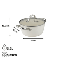 By C&P - Go Ivory Kookpan 22 cm met glazen deksel By C&P