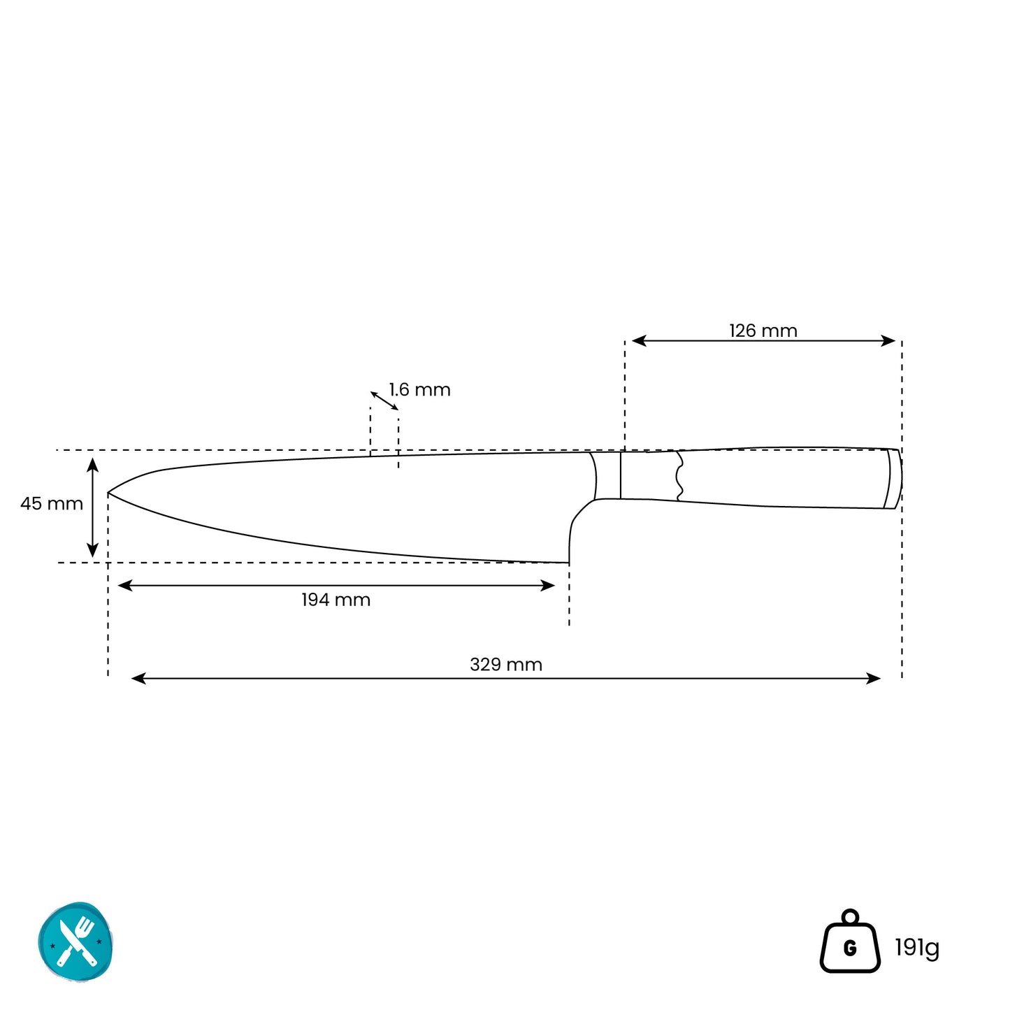 Epoxy Onyx - Damascus Koksmes 20 cm Shinrai Japan