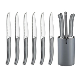 Lou Laguiole - Sky 6 Steak Knives + Knife Block - Grey Lou Laguiole - 6-pc steak knives in grey block - grey Steakmes Lou Laguiole