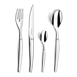 Lou Laguiole - Jet 24 Piece Cutlery Set - Mirror Silver Lou Laguiole - Jet 24-delige Bestekset - Spiegelend Zilver Bestekset Lou Laguiole