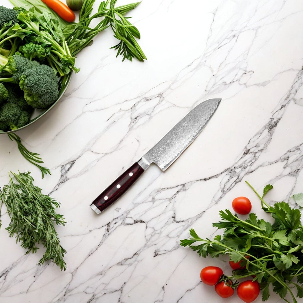 Yaxell Super Gou Santoku 16,5 cm 161 laags roestvrij damast staal met canvas-micarta heft Yaxell