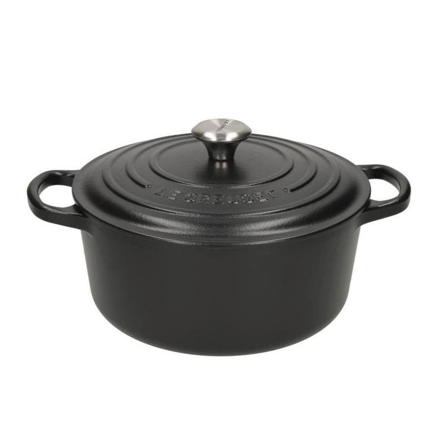 LeCreuset - Roast- / Stew pan Signature round Matte Black 18cm 1.8l (black interior)