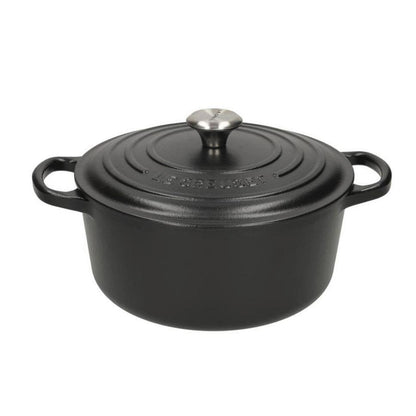 LeCreuset - Rôti- / Faitout Signature rond Noir Mat 22cm 3,3l (intérieur noir)