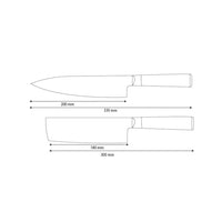 Shinrai Knives - Ensemble de 2 couteaux BR en damas martelé - Couteau de chef + Nakiri