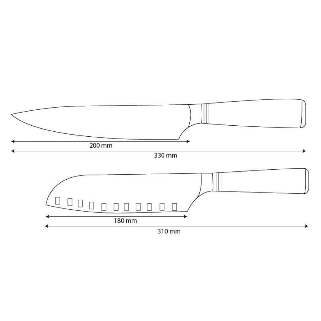 Shinrai Knives - Micarta Jewels 2-Piece Damascus Knife Set - Chef's Knife + Santoku