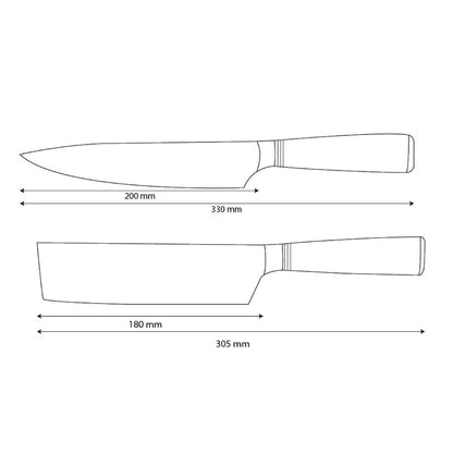Shinrai Knives - Micarta Jewels 2-Piece Damascus Knife Set - Chef's Knife + Nakiri
