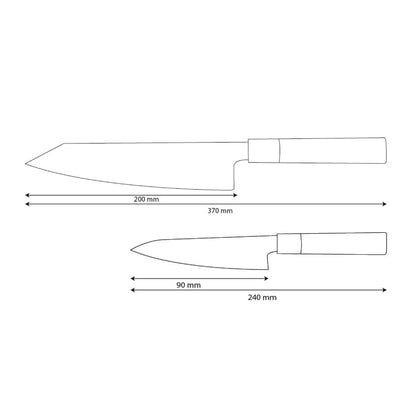 Couteaux Shinrai - Ensemble de couteaux Damas 2 pièces Takumi Kaza - Kiritsuke + Couteau d'office