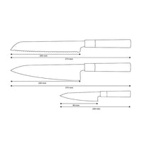 Shinrai Knives - Takumi Kaza 3-Piece Damascus Knife Set - Chef's Knife + Bread Knife + Paring Knife