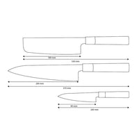 Shinrai Knives - Takumi Kaza 3-Piece Damascus Knife Set - Chef's Knife + Nakiri + Paring Knife