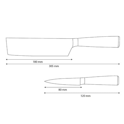 Shinrai Knives - Damascus Print Epoxy Onyx 2-piece Knife Set - Nakiri + Paring Knife
