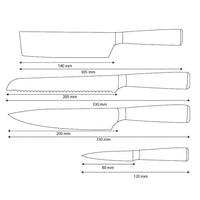 Shinrai Knives - Damascus Print Epoxy Onyx 4-Piece Knife Set - Chef's Knife + Bread Knife + Nakiri + Paring Knife