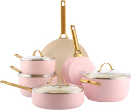 GreenPan - Ensemble de 10 poêles Padova rose poudré